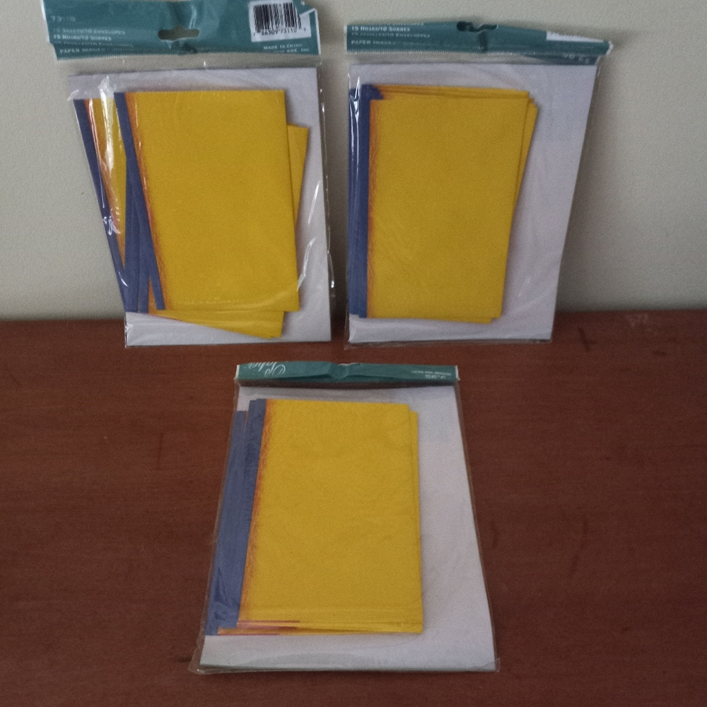 Paper Images Pink Yellow Floral Stationary Set 45 Sheets/30 Envelopes New - Picture 3 of 4